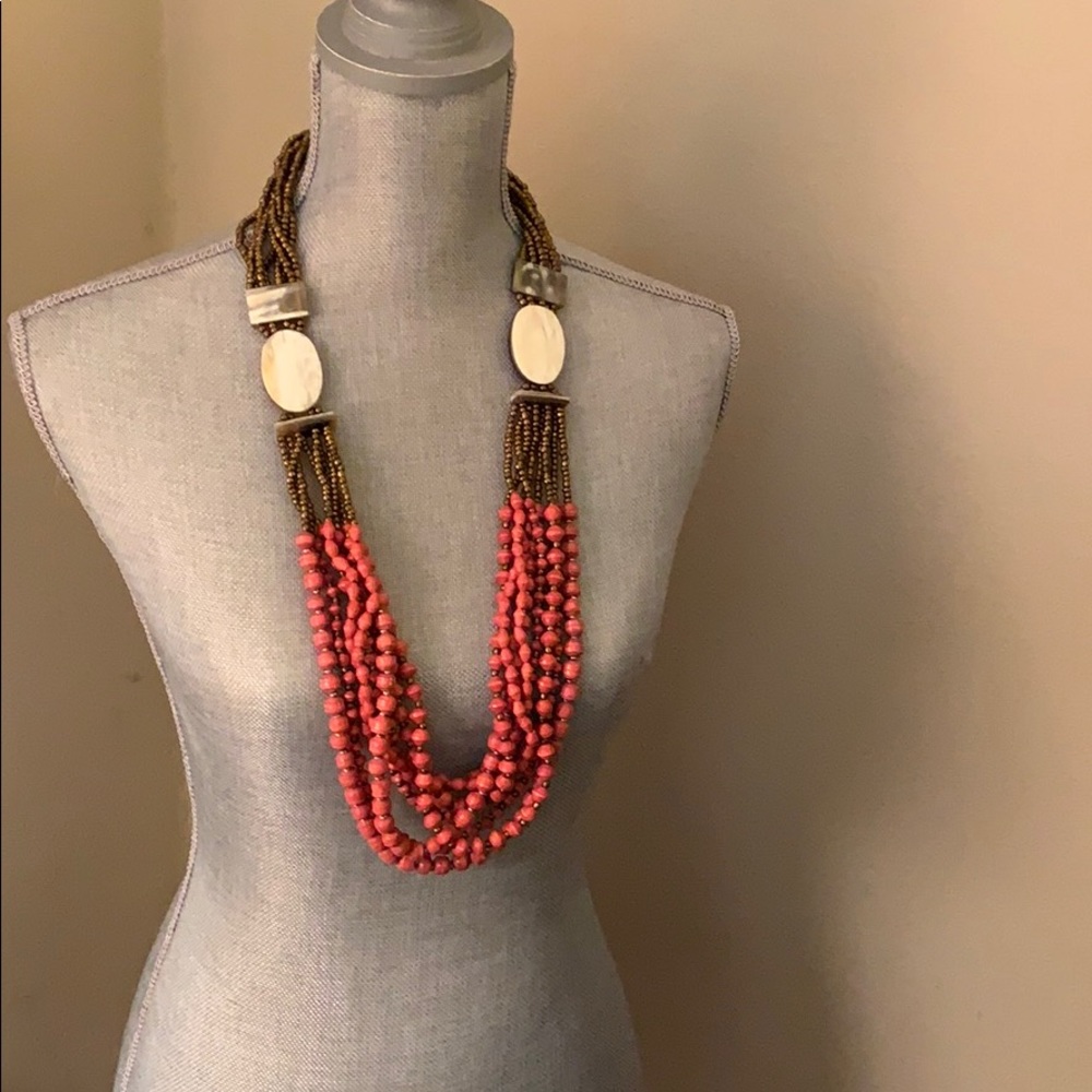 Noonday Firelight paper bead statement necklace